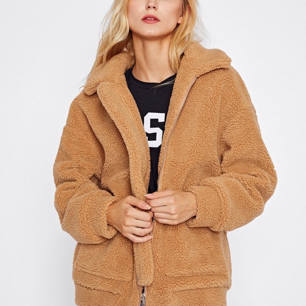Cute Fuzzy Teddy Coat with pockets